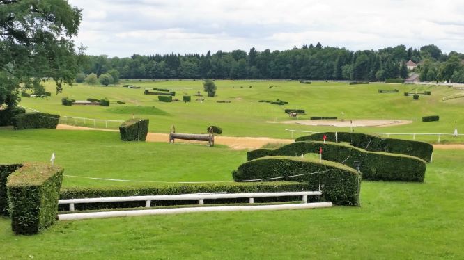 Pompadour racecourse Pompadour racecourse, showing white jump and fences