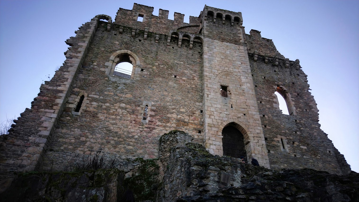 The ruins of Chalucet Castle Stone ruins of Chalucet castle against dull December sky