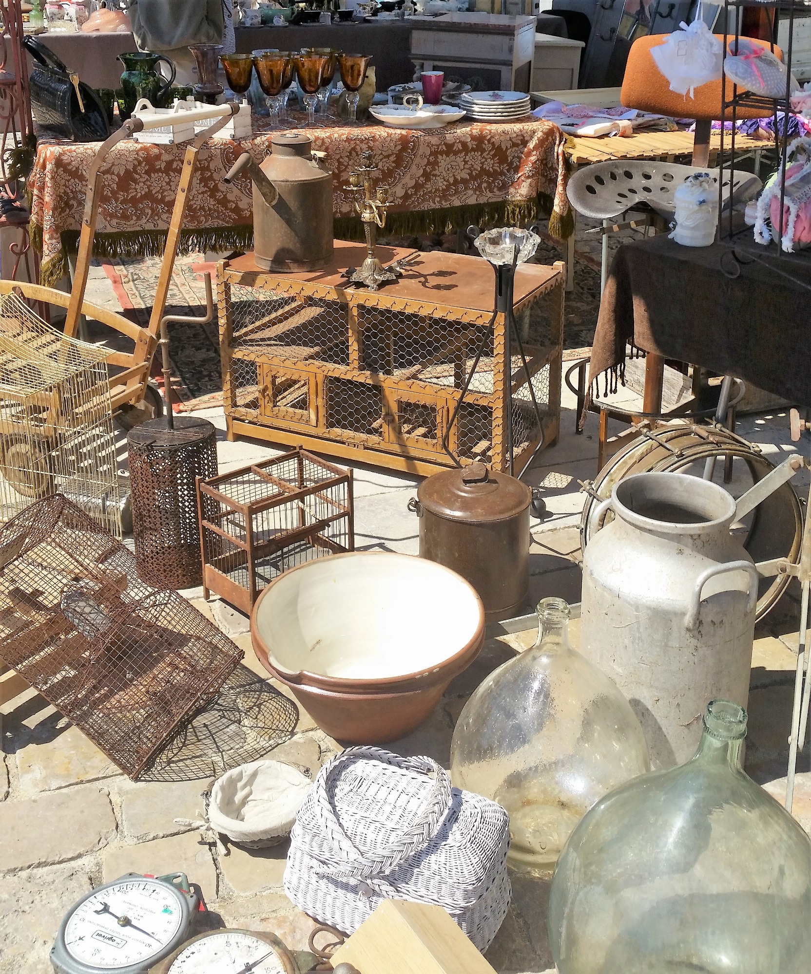 Bric a brac on sale at a Sunday vide grenier in the Dordogne