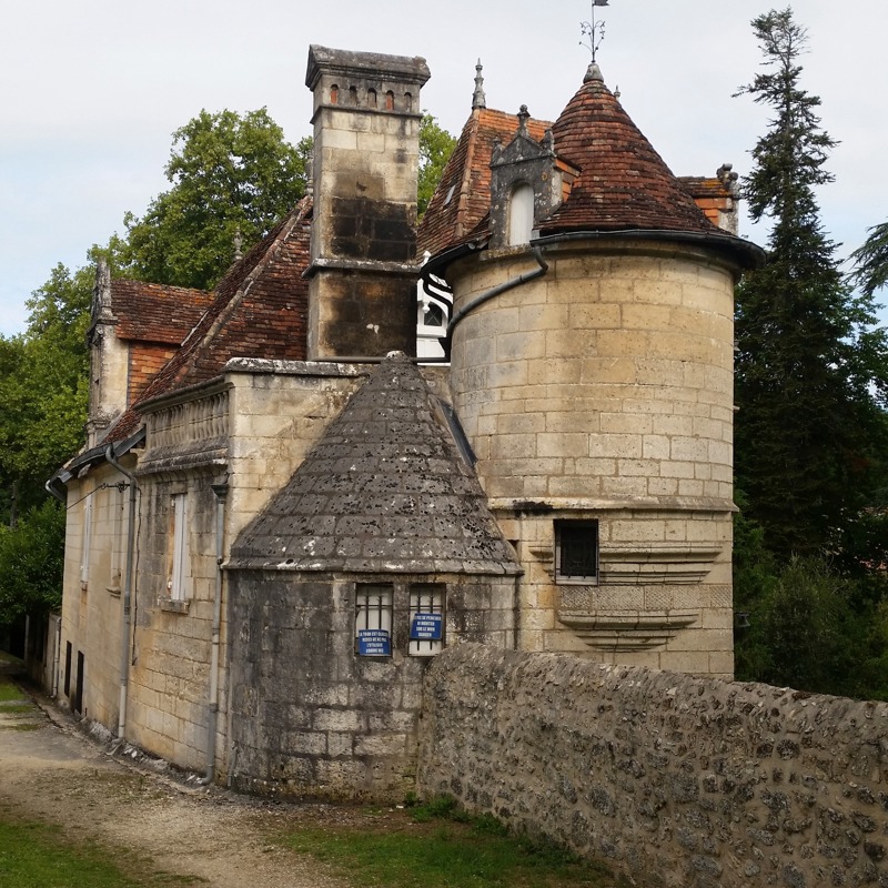 The Renaissance façade of the Château de la Hierce on the left bank of the River Dronne, Brantôme