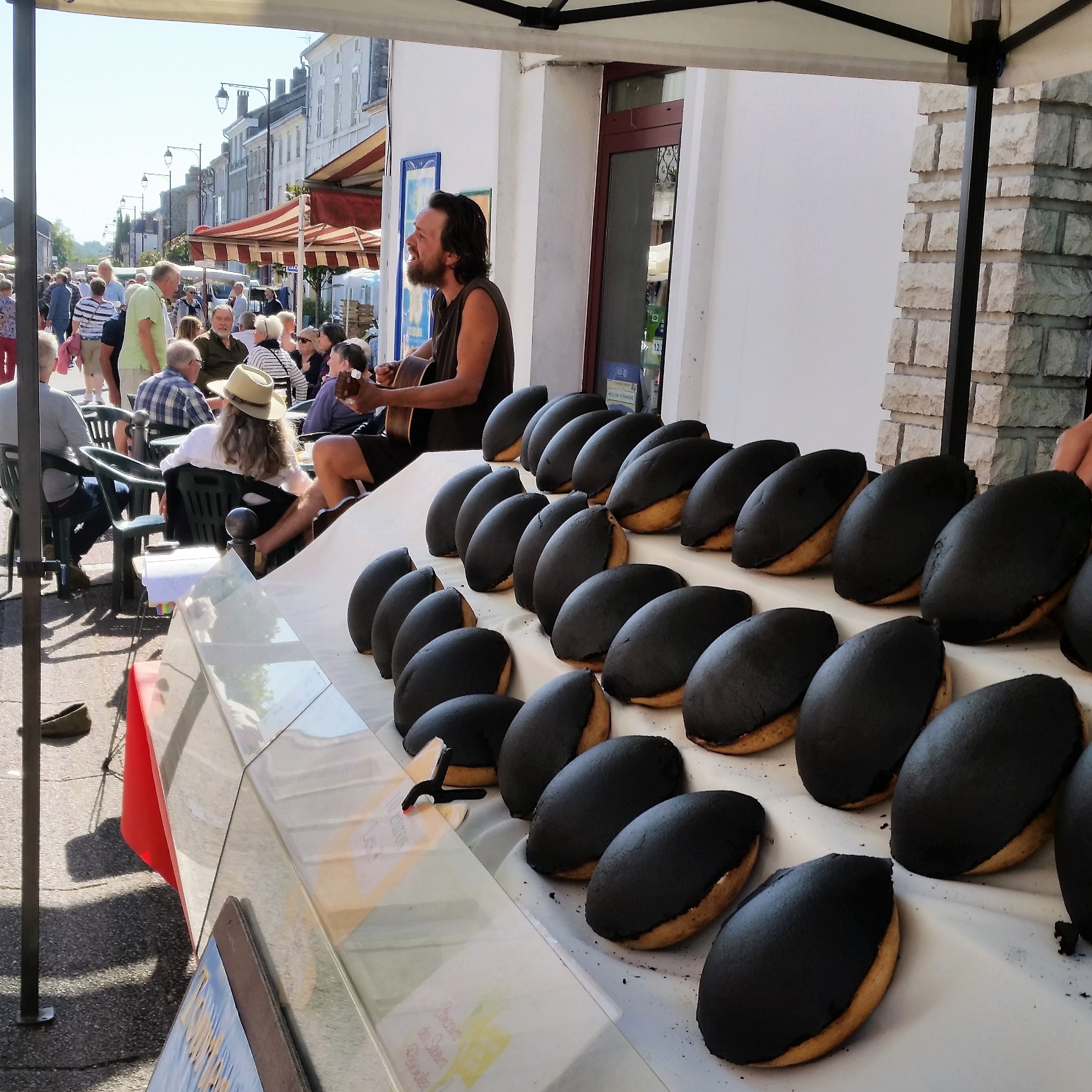 A speciality cheesecake at the weekly market at Piegut Pluviers, the biggest in the region