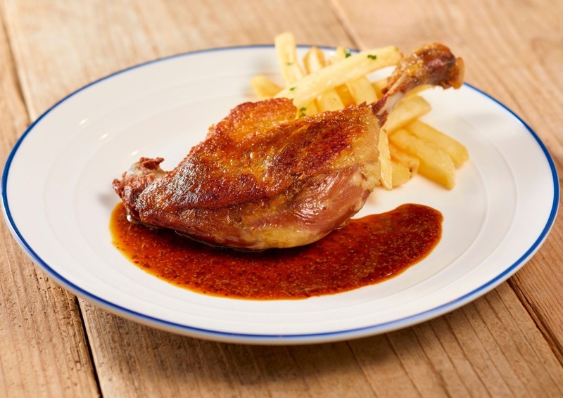 Crispy confit duck on a plate