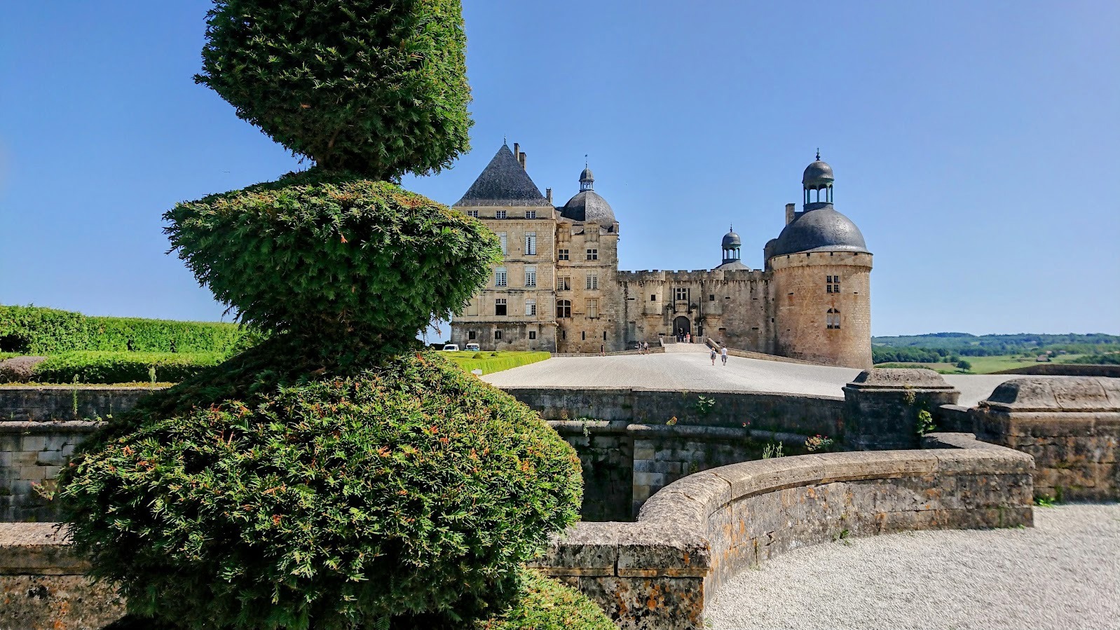 Chateau Hautefort, Dordogne Chateau Hautefort, at a distance from the entrance