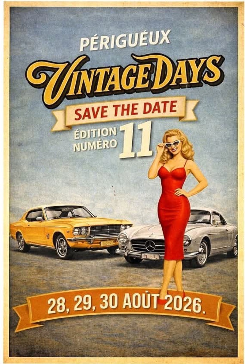 P&eacute;rigueux Vintage Days 2026 &mdash; the number one vintage event in France, 28-30 August, Dordogne