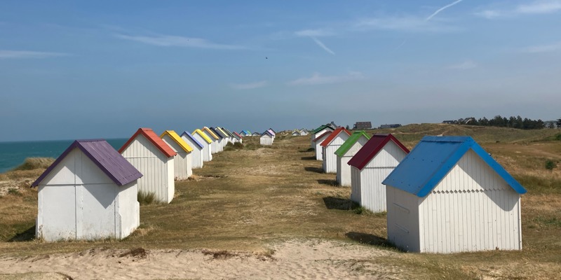 Colourful Beach Huts at Gouville-sur-Mer