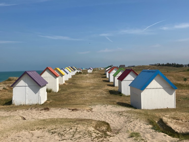 Colourful Beach Huts at Gouville-sur-Mer
