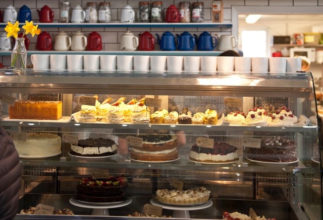 Display fridge full of cakes 