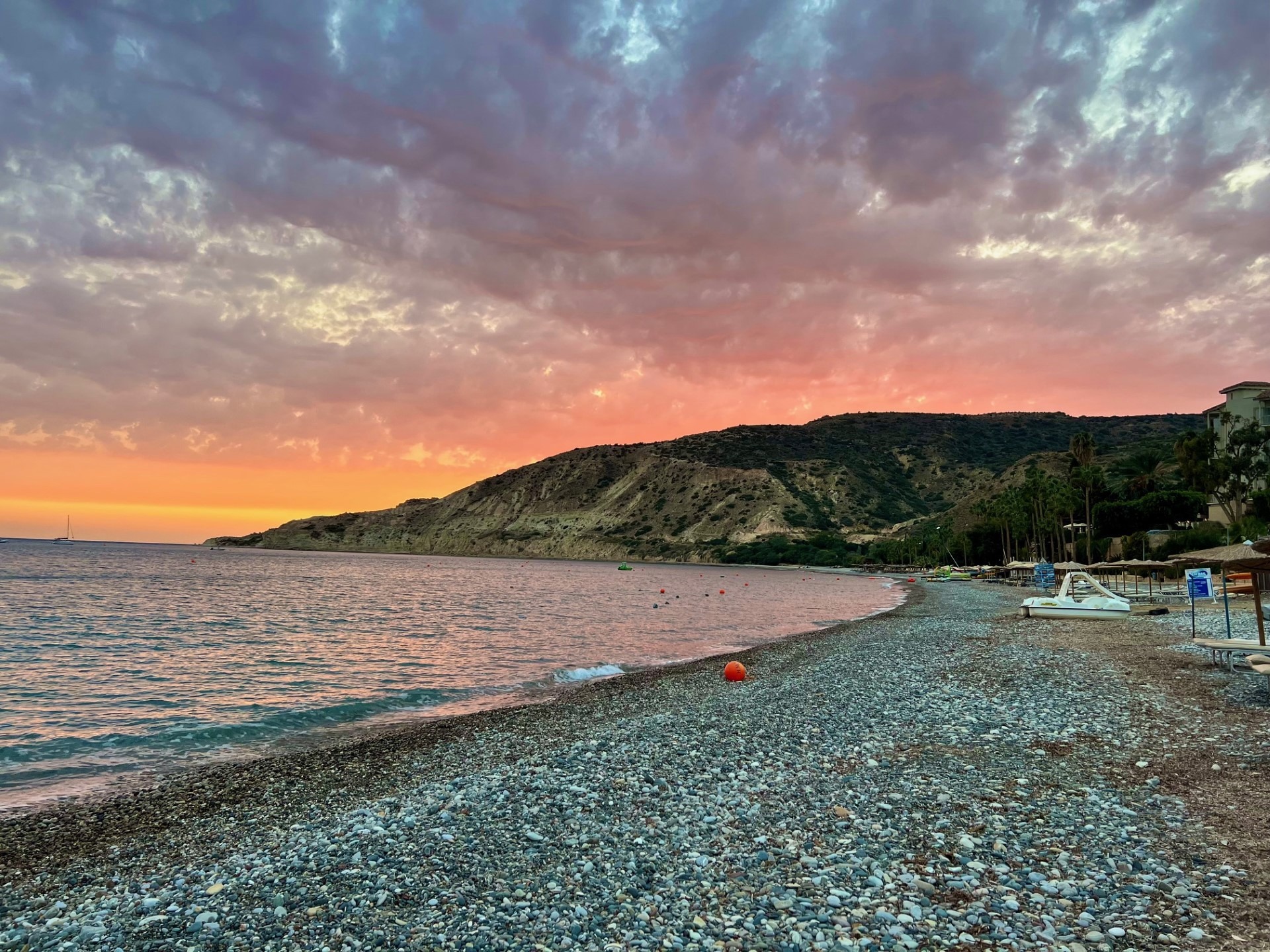 sunset at beach at Pissouri