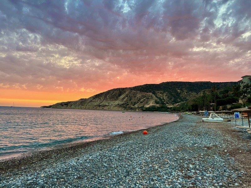 sunset at beach at Pissouri