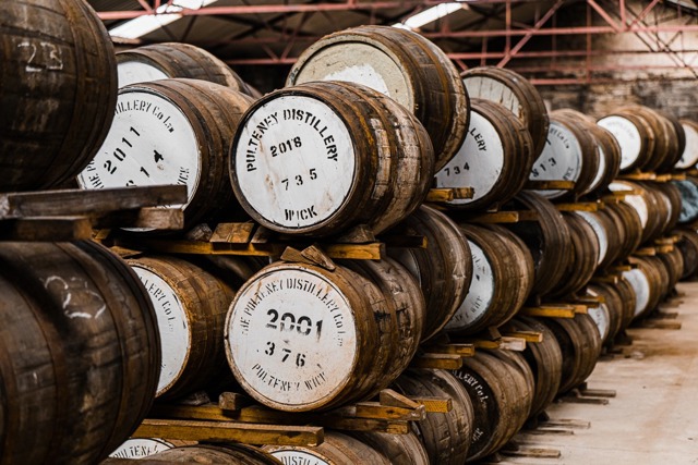 Pulteney Distillery whiskey casks