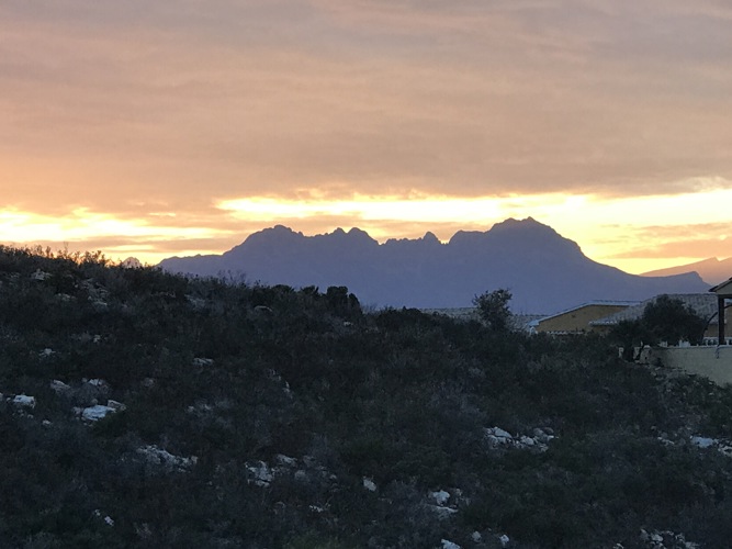 View of the Sierra Bernia mountains at sunset