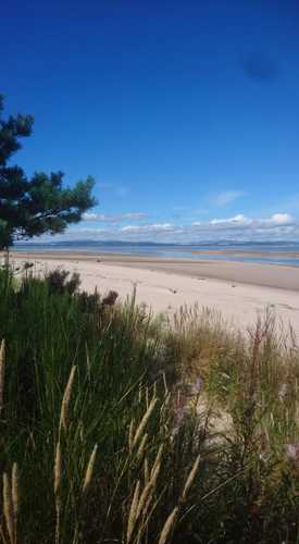 Nairn beach in August 2020 photographed from the sand dunes