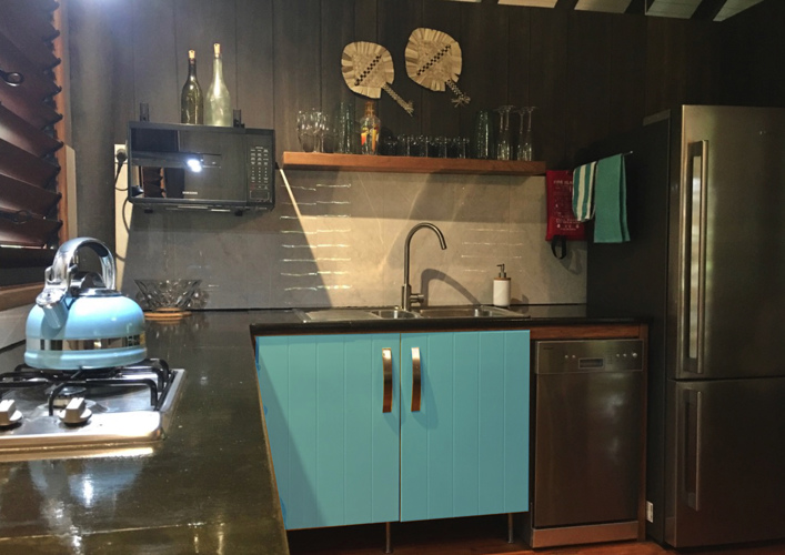 Modern stainless steel appliances, including dishwasher & full size fridge