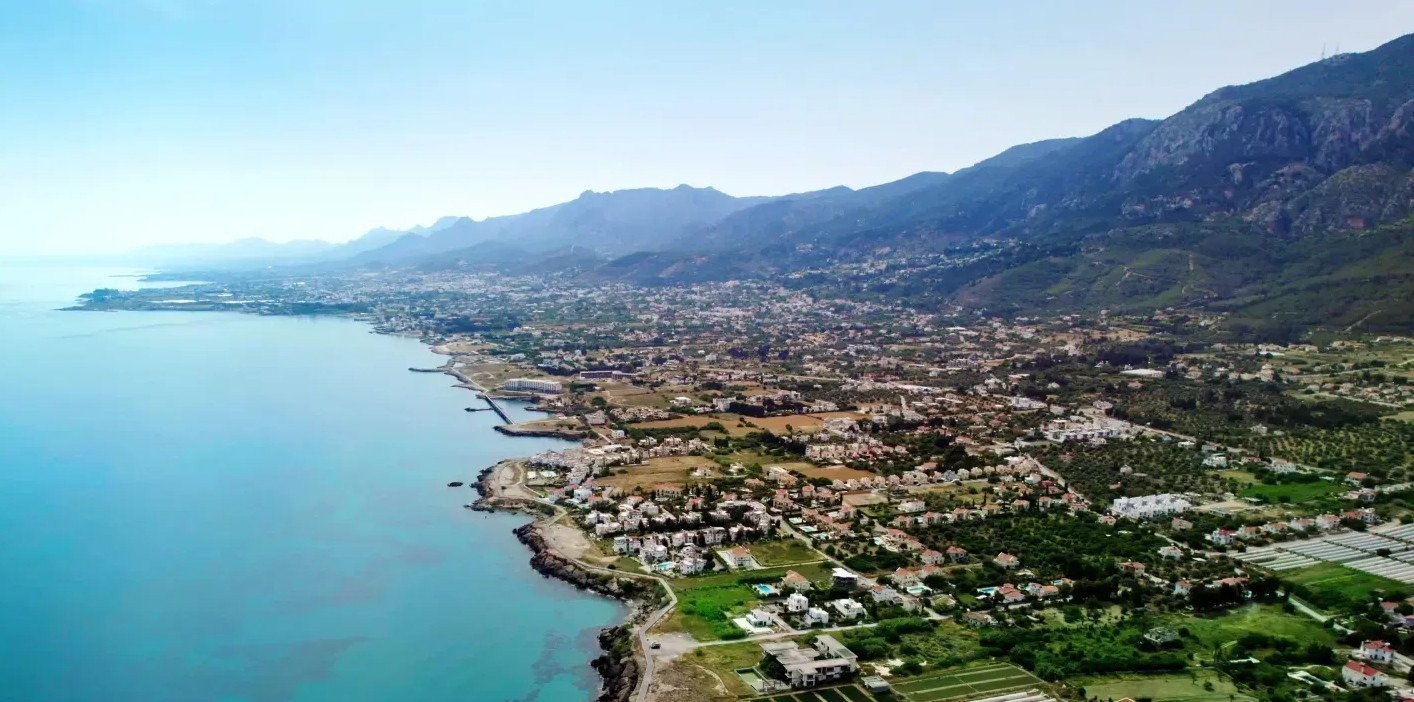 View of Karsiyaka, a tranquil town with mountain and sea views, providing a relaxing environment for visitors