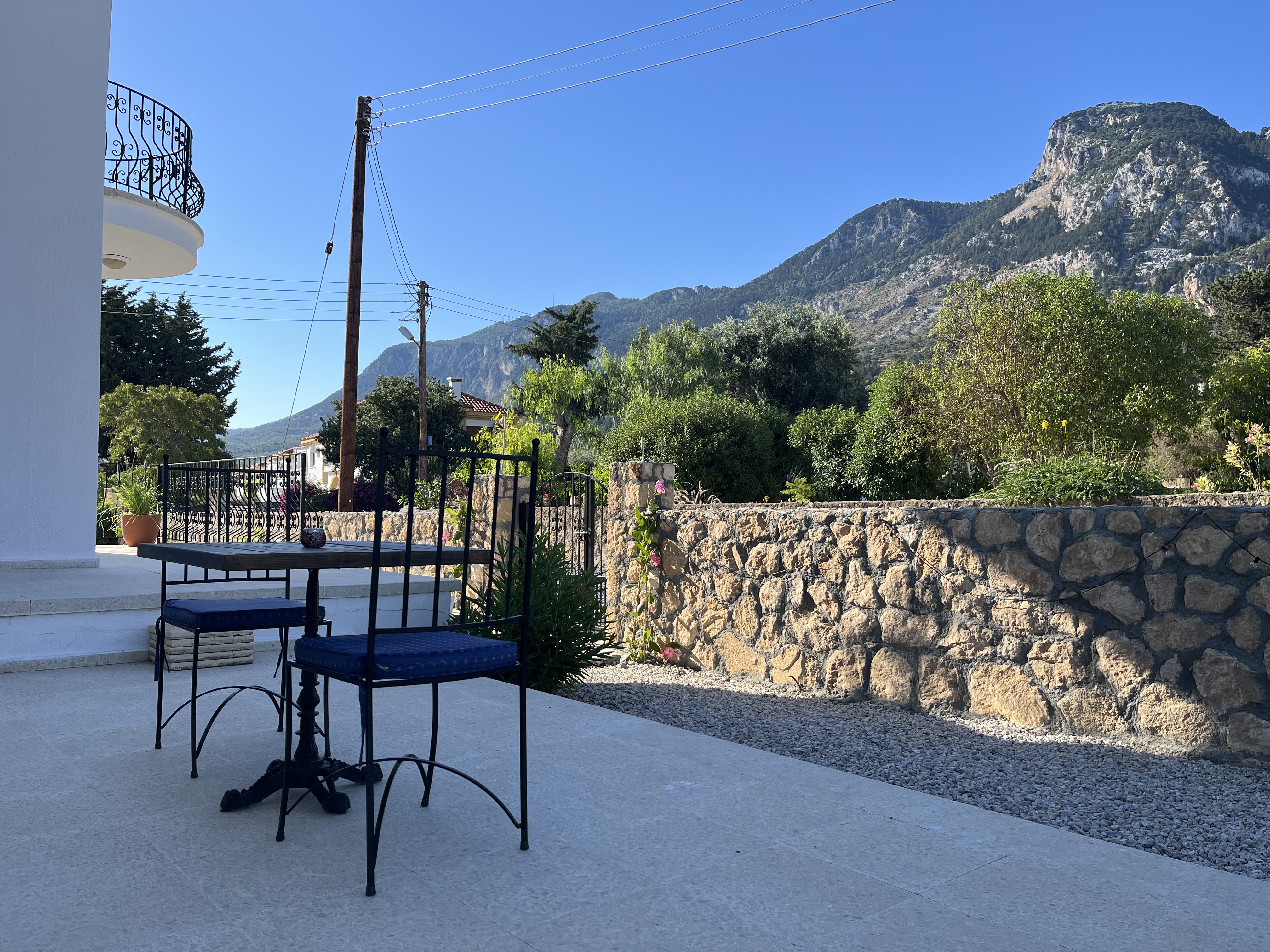 Private pool and gardens at Villa Zeytin with mountain views in Northern Cyprus