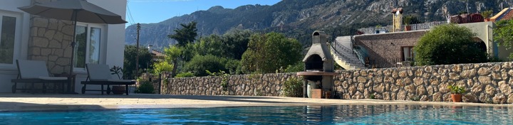 Private pool and terrace at Villa Zeytin in Karsiyaka, North Cyprus, with mountain views