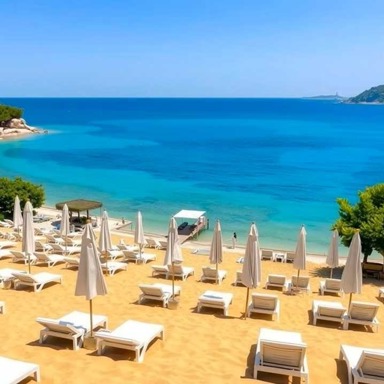 Quiet beach near Kyrenia and Karsiyaka in North Cyprus