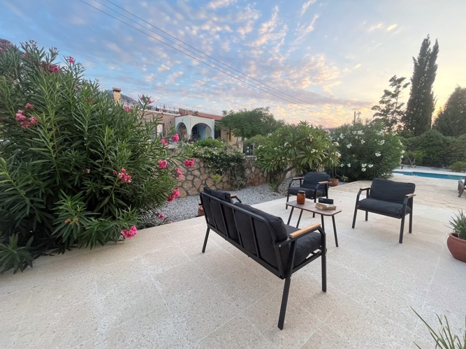 Villa Zeytin terrace in the evening light