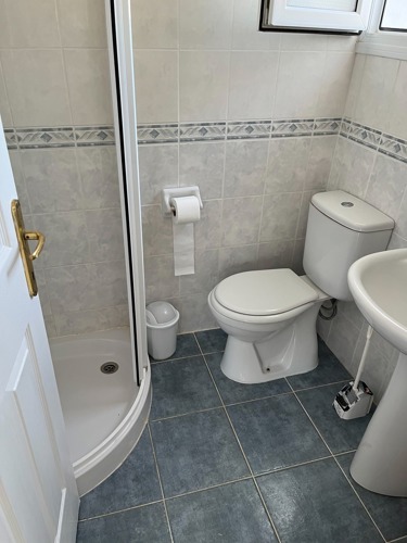 Villa Zeytin shower room with toilet and wash basin