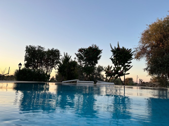 Private pool at Villa Zeytin in the evening light