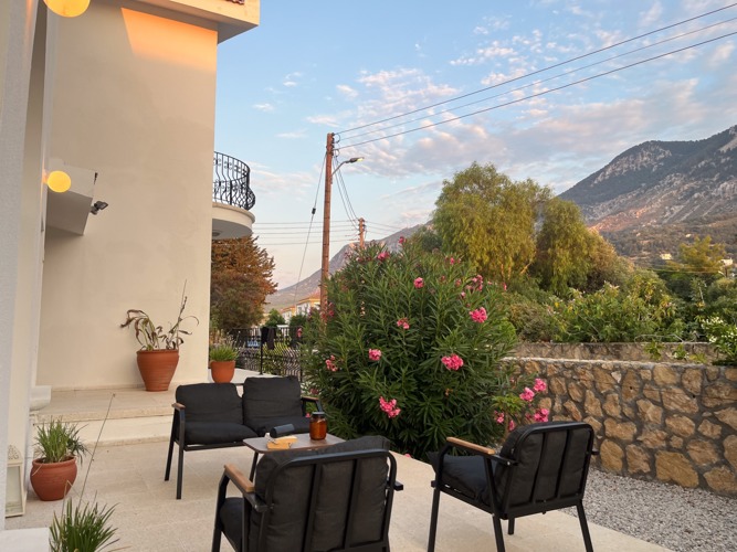 Sunset over the Villa Zeytin terrace