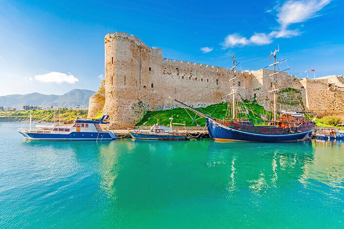 Kyrenia Castle beside the harbour in Northern Cyprus