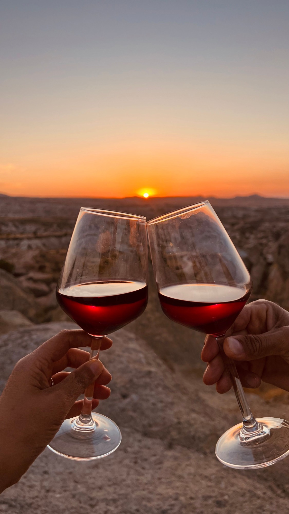 North Cyprus sunset, wine bottle at Villa Zeytin