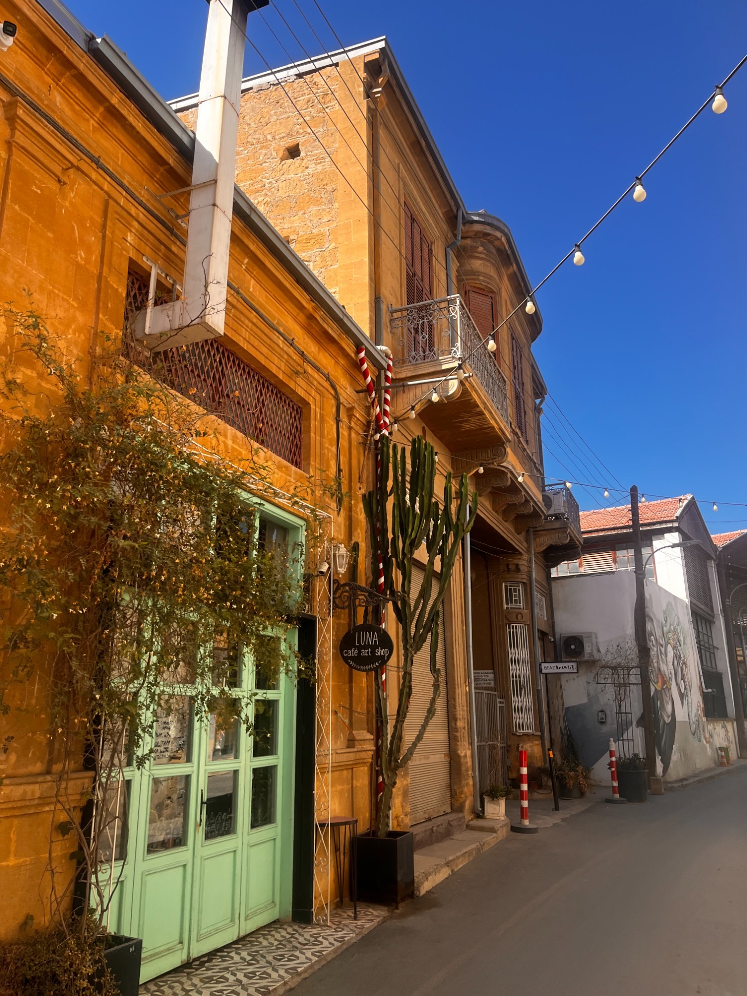 Traditional street and balcony architecture in North Nicosia old city