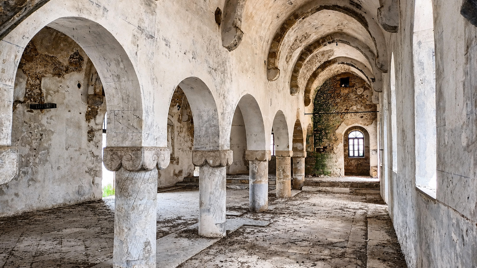 Historic monastery remains and mountain landscape above Karşıyaka North Cyprus