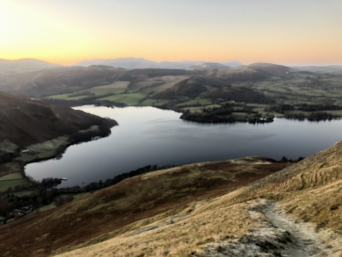 Ullswater sunset mountain view lake ullswater way