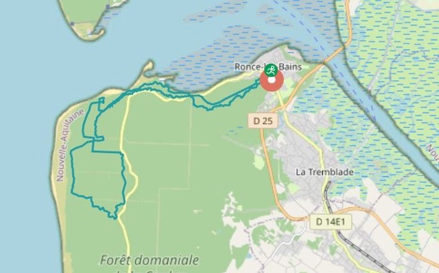 Circuit VTT - La Tremblade, Charente Maritime Circuit VTT La Tremblade, 25,0 km, difficulté difficile, durée 2h05, terrain technique à La Tremblade